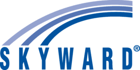 Skyward logo with blue text and two curved blue lines arching above the word SKYWARD on a white background.