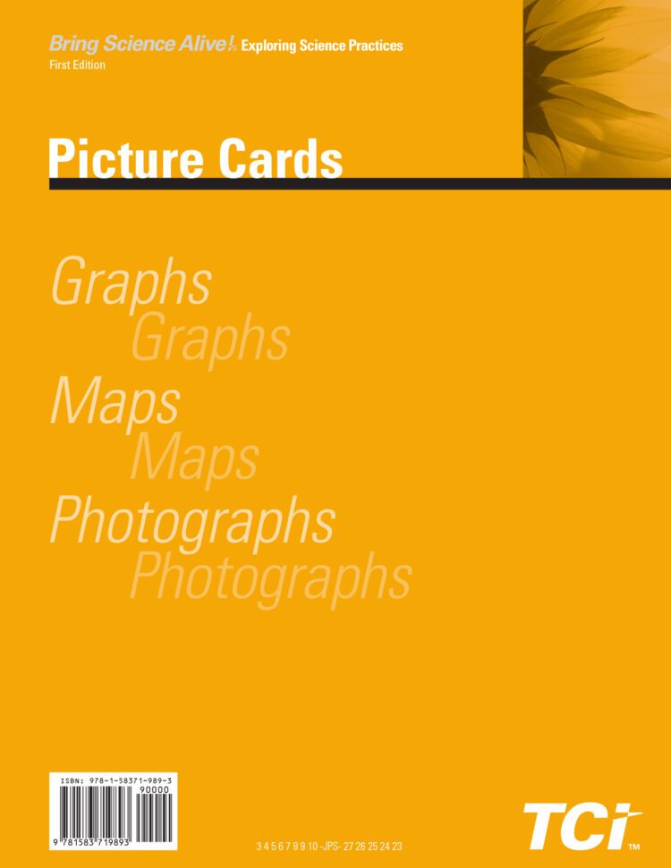 Orange cover of a picture card set with the words: Graphs, Maps, Photographs, and the TCI logo at the bottom.