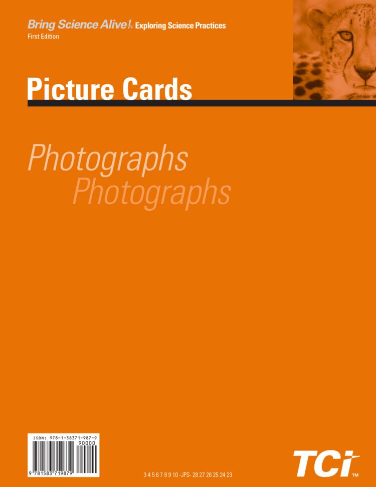 Orange cover of a Picture Cards set with a photo of a cheetahs face in the top right corner.