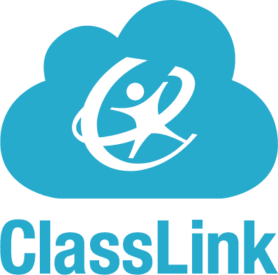 Blue cloud with a stylized figure inside and the word ClassLink below in light blue text.