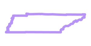 Outline map of the state of Tennessee drawn in purple.