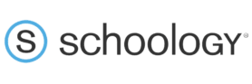 Schoology logo with a blue S inside a circle, followed by the word schoology in lowercase letters.