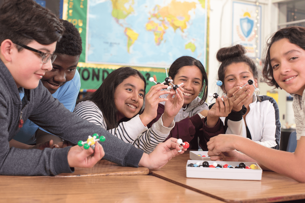 middle school classroom with students