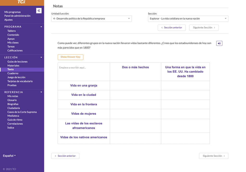 Spanish Immersion-Table-Question