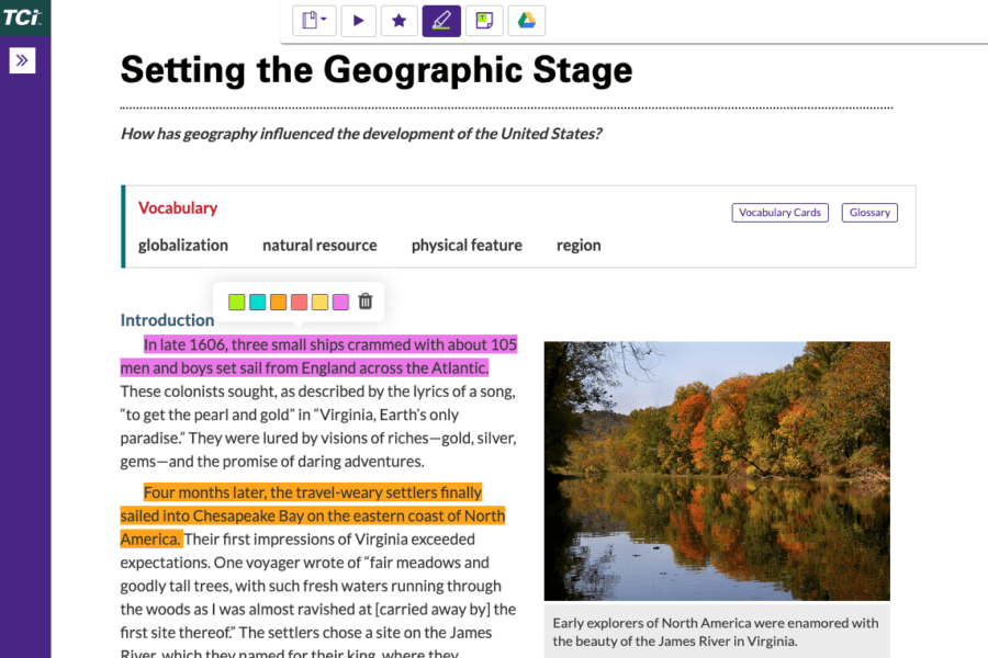 HS social studies reading support