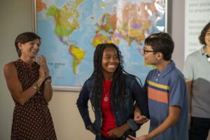 students playing a game during class