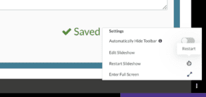 Image showing where to find the restart slideshow feature