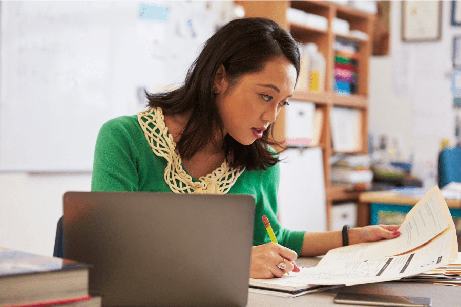 Teacher working